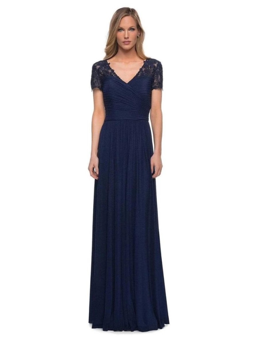 NWT La Femme Ruched Jersey Gown - size 12